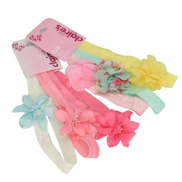 New Claire's Club Girls Hair Accessories Headwrap Headband Flowers Lot of 6 - Picture 1 of 8